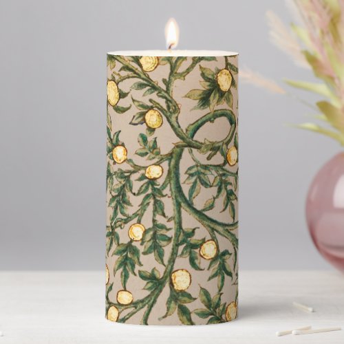 William Morris Floral Fruit Garden Flower Classic Pillar Candle