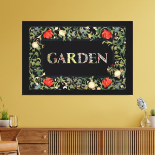 William Morris Floral Garden Motto and Frame Canvas Print