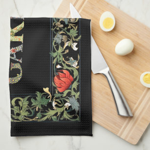 William Morris Floral Garden Motto and Frame Kitchen Towel