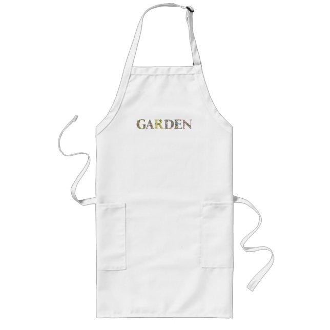 William Morris Floral Garden Motto and Frame Long Apron (Front)