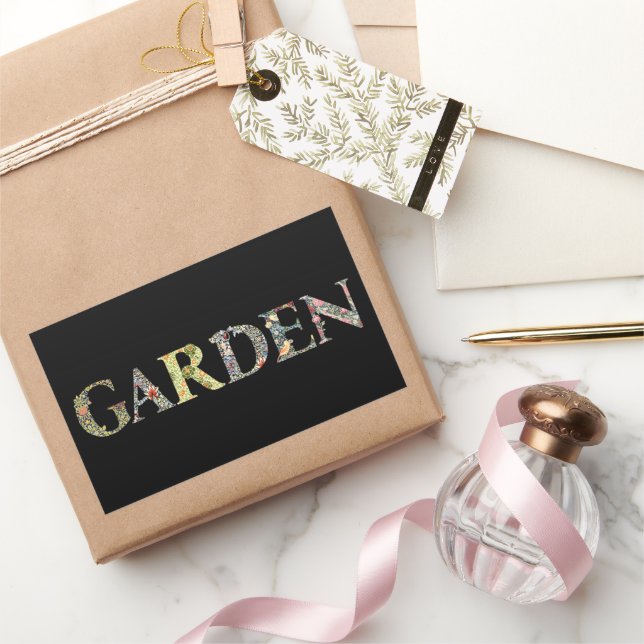William Morris Floral Garden Motto and Frame Rectangular Sticker (Gifting)
