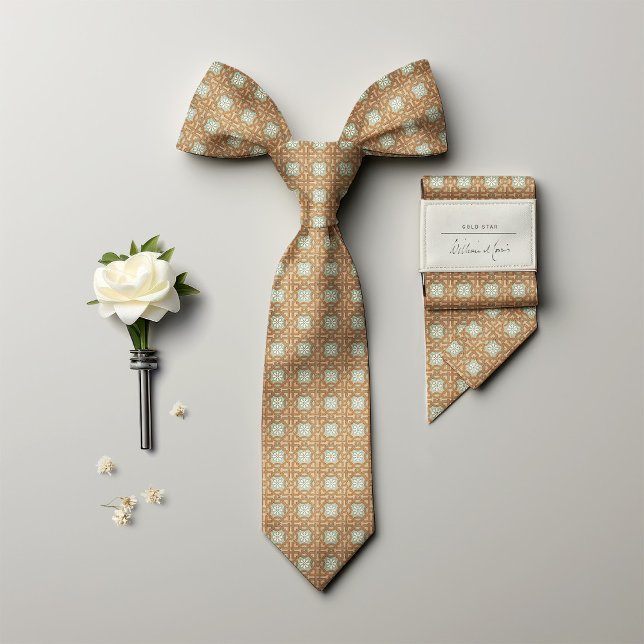 William Morris Floral Golden Star Men's  Neck Tie (Creator Uploaded)