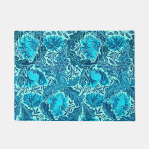 William Morris Floral, Indigo Blue and Turquoise Doormat