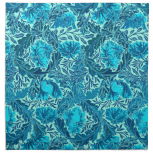 William Morris Floral, Indigo Blue and Turquoise Napkin