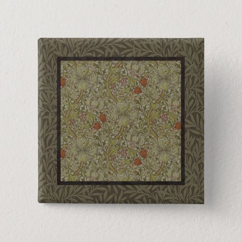 William Morris Floral lily willow art print design Button