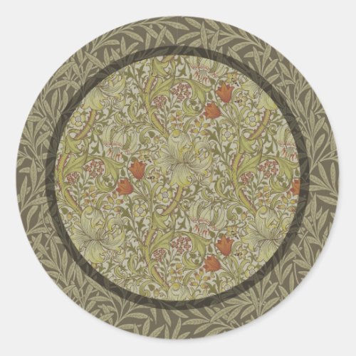 William Morris Floral lily willow art print design Classic Round Sticker