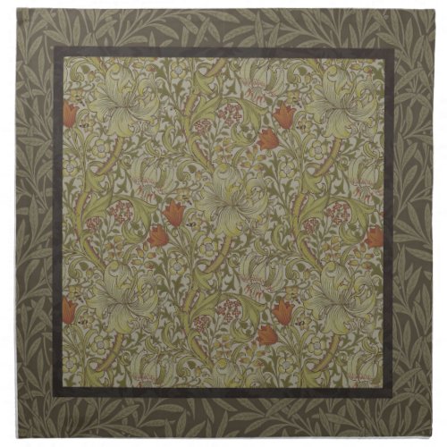 William Morris Floral lily willow art print design Cloth Napkin