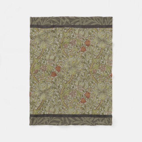 William Morris Floral lily willow art print design Fleece Blanket