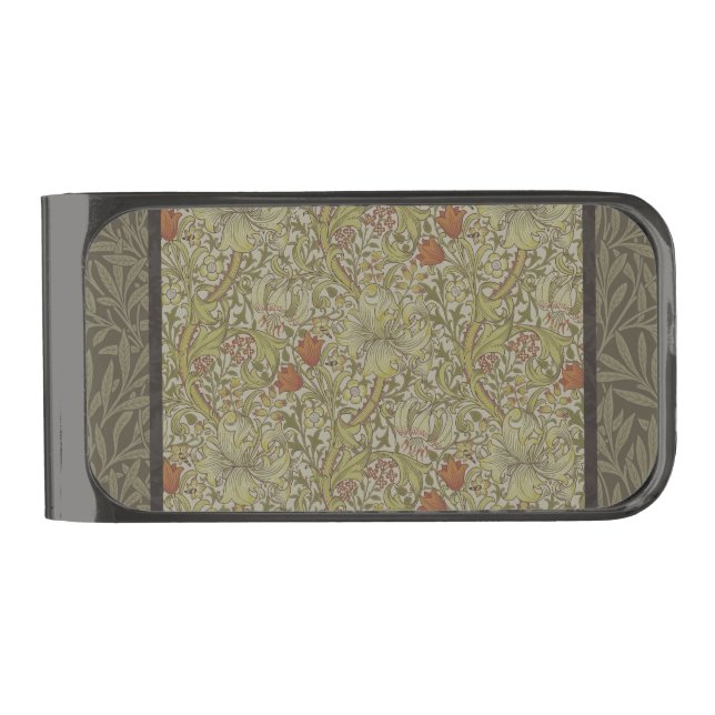 William Morris Floral lily willow art print design Gunmetal Finish Money Clip (Front)