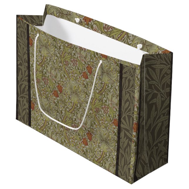 William Morris Floral lily willow art print design Large Gift Bag (Front Angled)