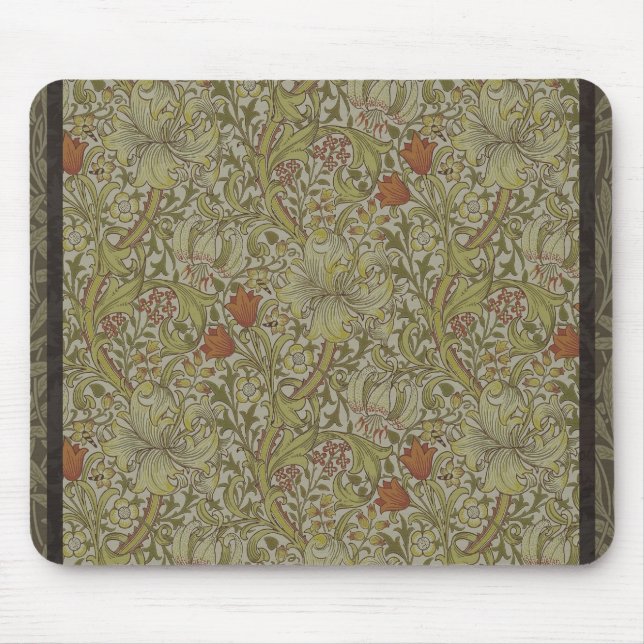 William Morris Floral lily willow art print design Mouse Pad (Front)