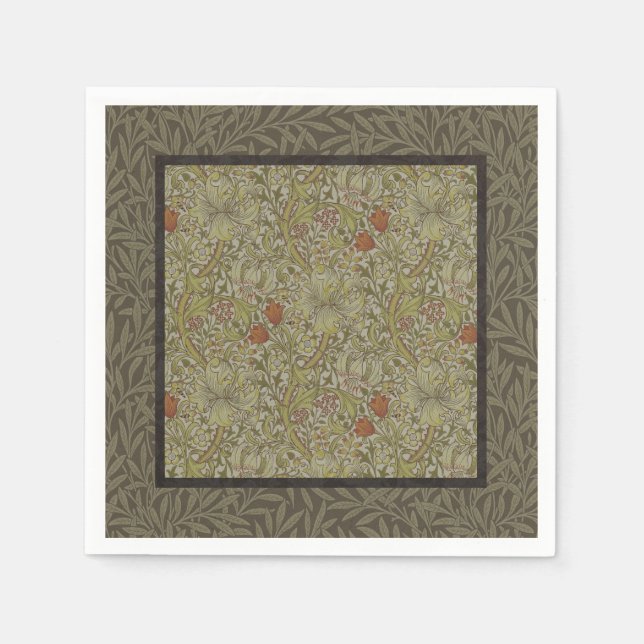 William Morris Floral lily willow art print design Paper Napkins (Front)