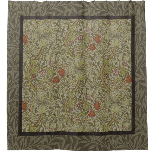 William Morris Floral lily willow art print design Shower Curtain (Front)
