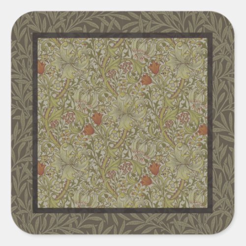 William Morris Floral lily willow art print design Square Sticker