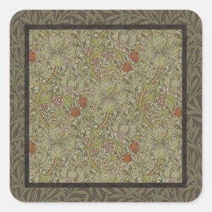 William Morris Floral lily willow art print design Square Sticker