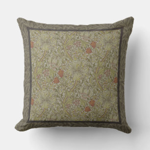 William Morris Floral lily willow art print design Throw Pillow