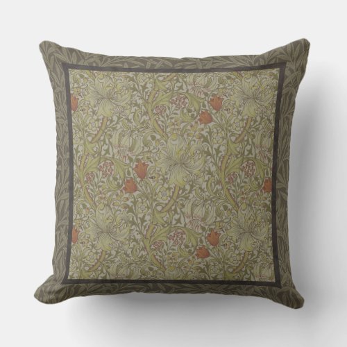 William Morris Floral lily willow art print design Throw Pillow
