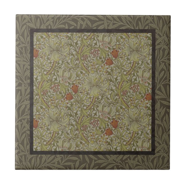 William Morris Floral lily willow art print design Tile (Front)