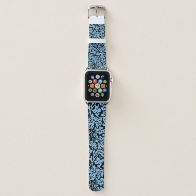 William Morris Floral Pattern Bird Anenome Apple Watch Band (Front)