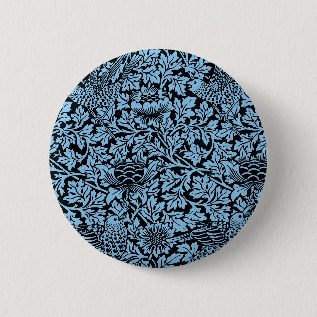 William Morris Floral Pattern Bird Anenome Button (Front)