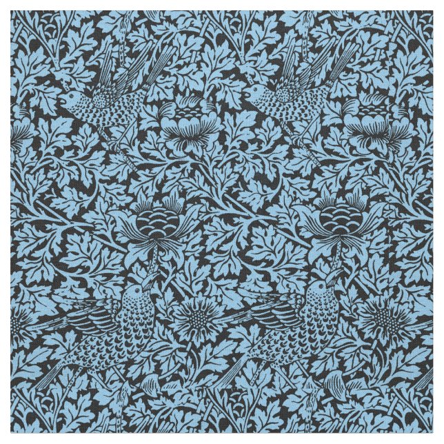 William Morris Floral Pattern Bird Anenome Fabric (Close Up)