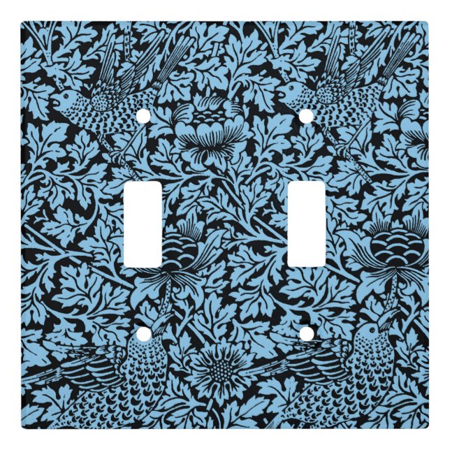 William Morris Floral Pattern Bird Anenome Light Switch Cover (Front)