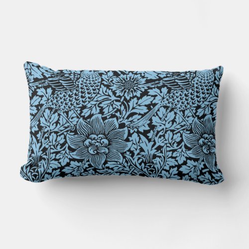 William Morris Floral Pattern Bird Anenome Lumbar Pillow