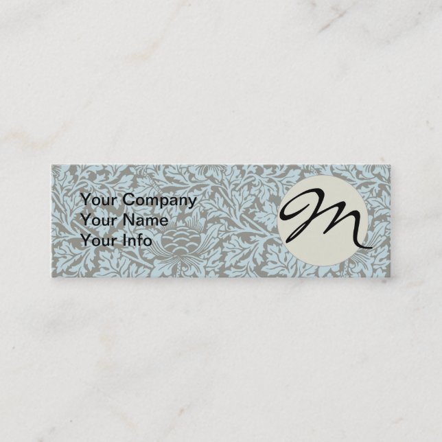 William Morris Floral Pattern Bird Anenome Mini Business Card (Front)
