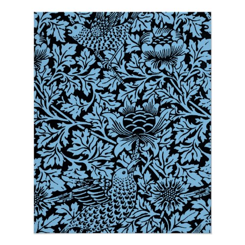 William Morris Floral Pattern Bird Anenome Poster