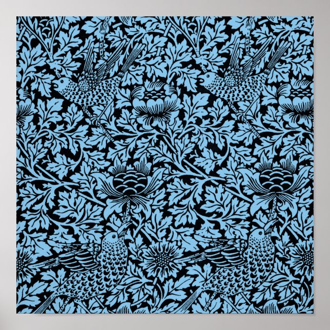 William Morris Floral Pattern Bird Anenome Poster (Front)