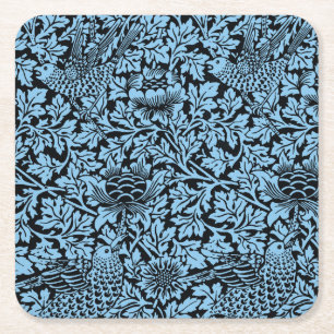 William Morris Floral Pattern Bird Anenome Square Paper Coaster