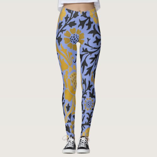 William Morris FLORAL PATTERN BLUE LEGGINGS