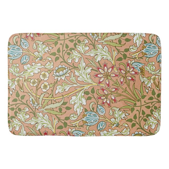 William Morris Floral Pattern Flowers Pink Blue    Bath Mat (Front)