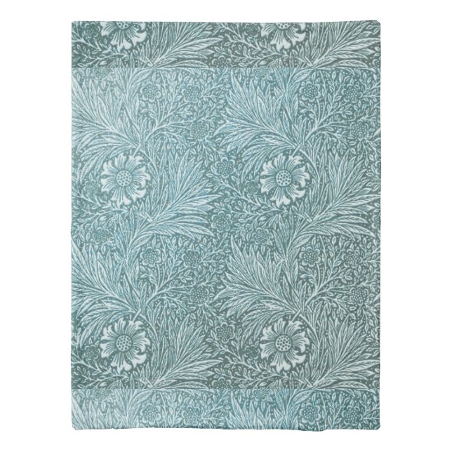 William Morris,floral,pattern,Green,metallic,silve Duvet Cover (Back)