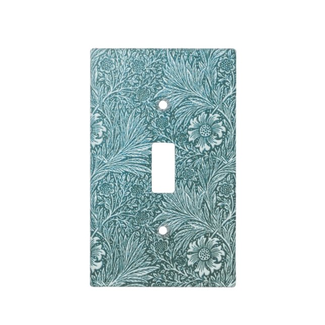 William Morris,floral,pattern,Green,metallic,silve Light Switch Cover (Front)