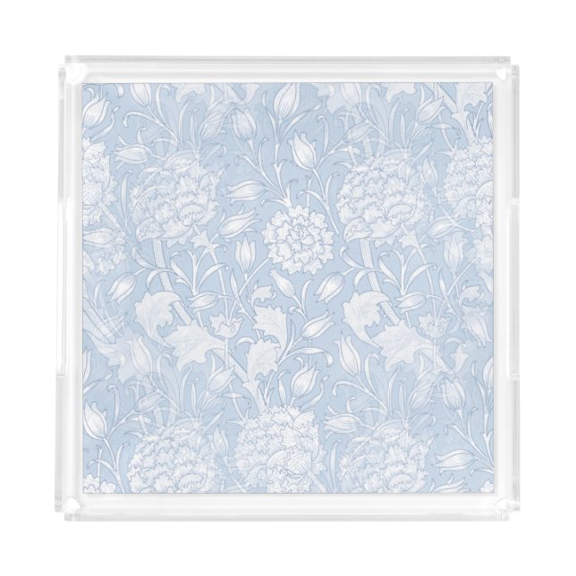 William Morris Floral Pattern in Blue Acrylic Tray (Front)