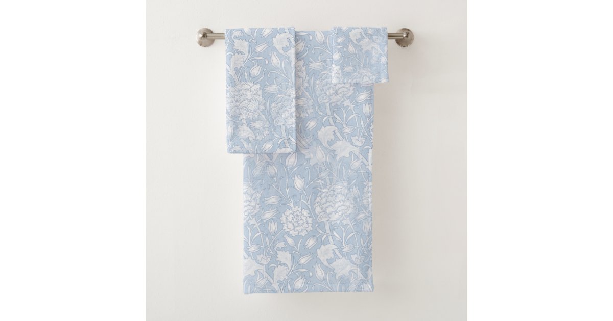 William Morris Floral Pattern in Blue Bath Towel Set | Zazzle