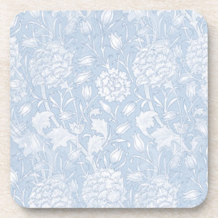 William Morris Floral Pattern in Blue Beverage Coaster