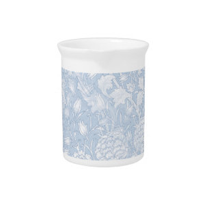 William Morris Floral Pattern in Blue Beverage Pitcher