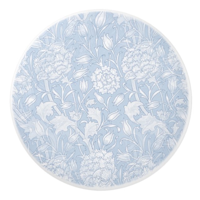 William Morris Floral Pattern in Blue Ceramic Knob (Front)