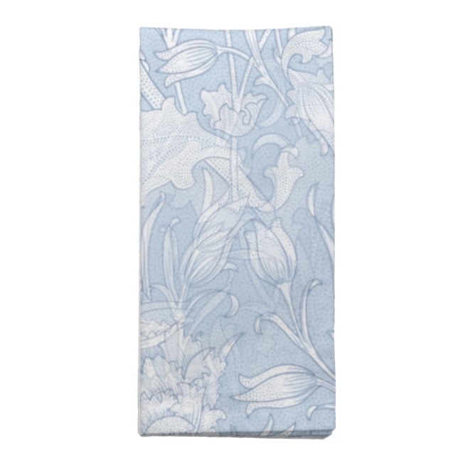 William Morris Floral Pattern in Blue Cloth Napkin (Folded)