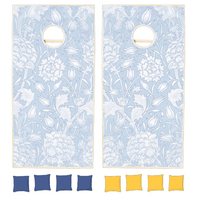 William Morris Floral Pattern in Blue Cornhole Set (Set)