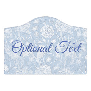 William Morris Floral Pattern in Blue Door Sign
