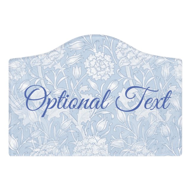 William Morris Floral Pattern in Blue Door Sign (Small Crest Front)