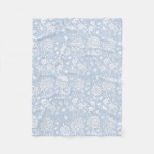 William Morris Floral Pattern in Blue Fleece Blanket