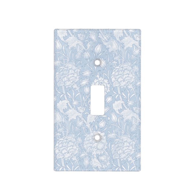 William Morris Floral Pattern in Blue Light Switch Cover (Front)