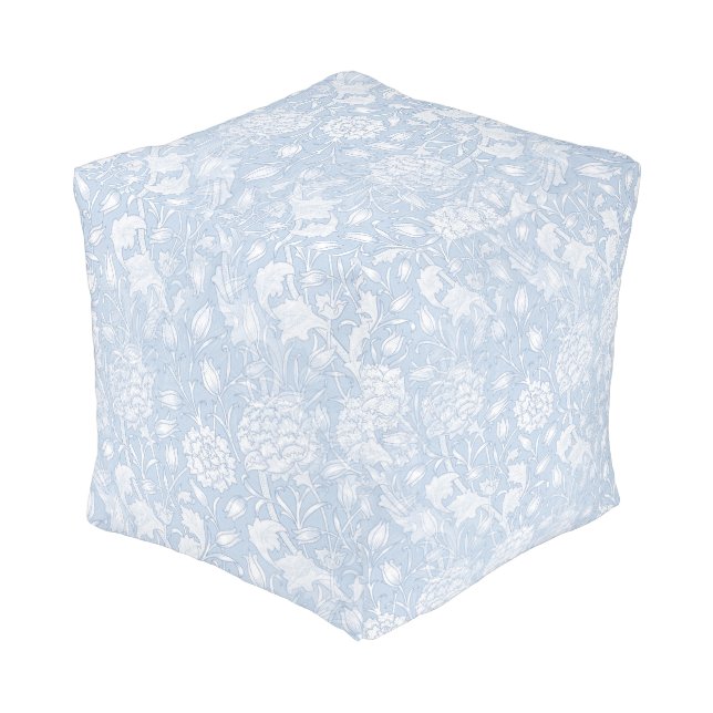 William Morris Floral Pattern in Blue  Pouf (Angled Back)