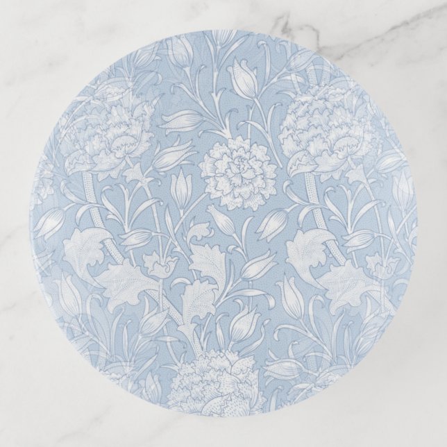 William Morris Floral Pattern in Blue Trinket Tray (Front)