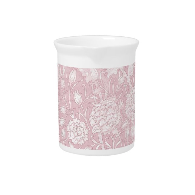 William Morris Floral Pattern in Pink Beverage Pitcher (Front)