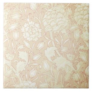 William Morris Floral Pattern in Pink Ceramic Tile